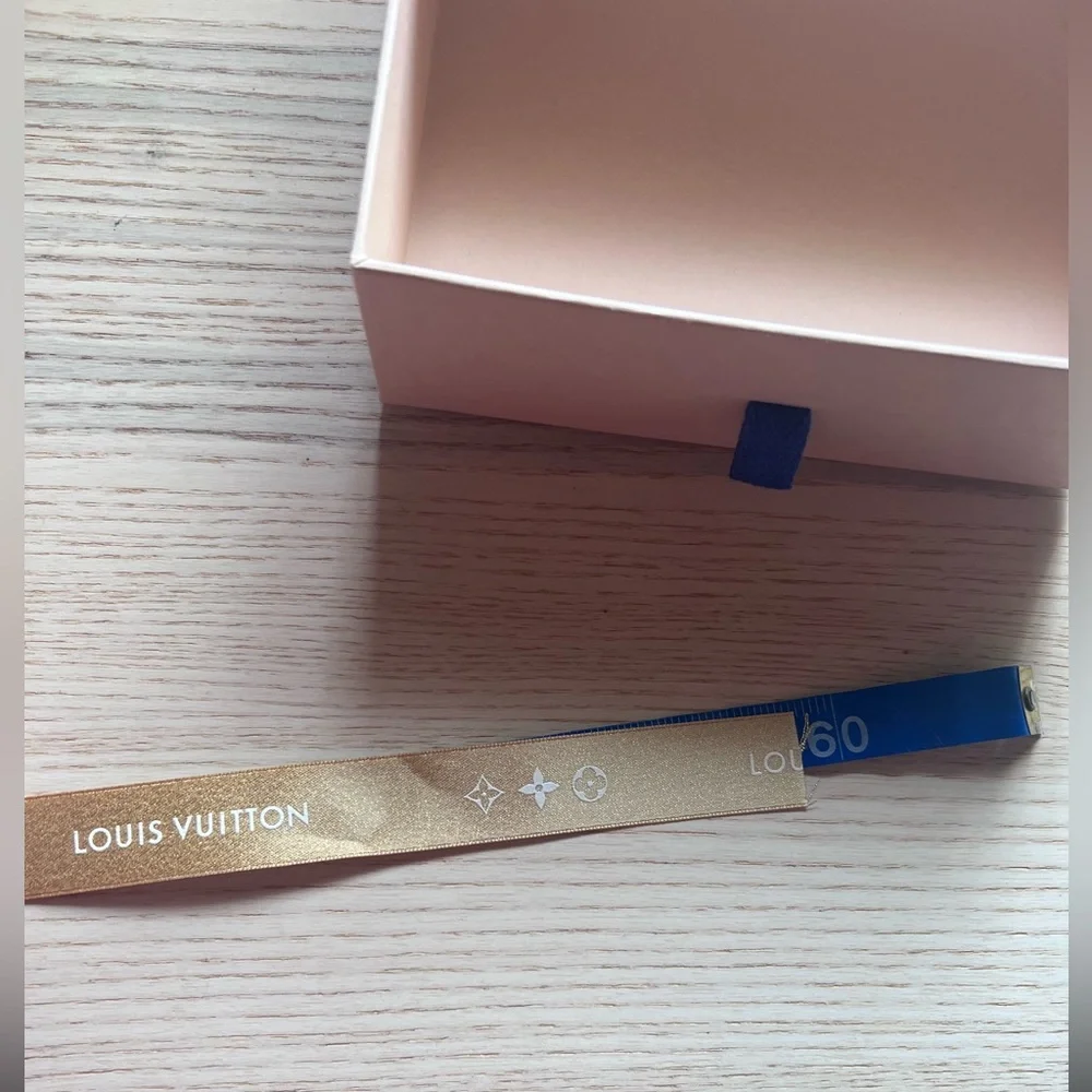 Louis Vuitton Empty Orange Box with Blue Tab & Holiday Ribbon